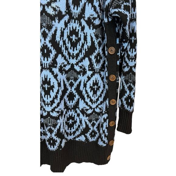 Free People Blue Black Winter Skies Print Tunic Dress Oversized Sweater Size M - Picture 8 of 13
